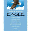 Blue inspirational art print with a flying eagle and advice text titled Advice from an Eagle.