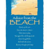 Blue beach-themed decorative sign with sand illustration and inspirational text