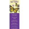 Bookmark with illustrated yellow butterflies, pink flowers, and inspirational text on cream and purple background