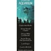 Tall bookmark with aquarium advice text and underwater scene with turtle, fish, and viewer silhouettes