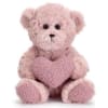 Pink teddy bear holding a heart