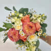 Round bridesmaid bouquet, approximately 8" by 7 