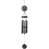 Black memorial wind chime with angel medallions and hanging tubes