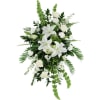 A peaceful spray of white and green can soothe in a time