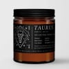 Black-labeled Taurus candle in an amber glass jar