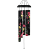 Black floral wind chime with pink and yellow flower print