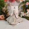 This adorable Hoppie Rabbit security blanket measures 10 inches and is made