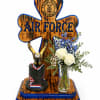 A meaningful and patriotic memorial piece featuring a handcrafted wooden cross engraved