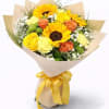 The Sunshine Charm Bouquet  Featuring radiant sunflowers at the center, surrounded