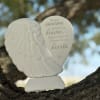 White angel wing heart memorial ornament with a sympathy quote