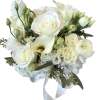White rose and calla lily bouquet with a satin ribbon