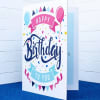 Birthday greeting card with balloons and confetti