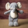 Gray plush elephant toy with cream ears and belly