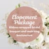 Ribbon-wrapped bouquet and matching boutonniere in your choice of colors. Please specify