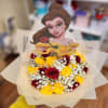 Bouquet of red and yellow roses with a princess topper