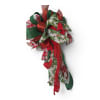 Christmas ribbon bow with red, green, and plaid streamers