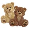 Two plush teddy bears sitting side by side on a white background