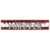 Rectangular patriotic wood sign with red and white stripes, navy stars, and 'Stars and Stripes Forever' text.