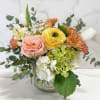 Just picked from the garden pastel toned flowers in a cylinder or