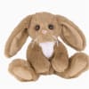 Brown plush bunny stuffed animal with long floppy ears and white chest patch