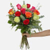 Multi Colored Roses Bouquet filled with eucalyptus and salal (no vase)
