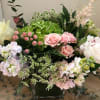 Peonies(Seasonal), Variety of Hydrangea, Roses, Queen Anne Lace, Tulips(Seasonal). Spray Roses, Astibe