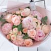 At least five pink peonies plus coordinating summer pastel blooms -Standard
10-Deluxe 
15-Premium
