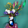 Tropical toucan in spring combining white roses Iris heliconia a different autumn!

