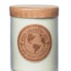Soy wax candle in a glass jar with a wooden lid