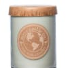 Soy wax candle in a glass jar with a wooden lid