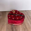 Beautiful velvet heart box full of roses, mini metal crown  .