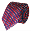 Rolled blue necktie with a red cup pattern
