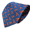 Blue patterned necktie with orange lobster motifs