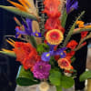 An explosion of stunning tropical flowers like Birds of Paradise and Wild