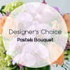 Pastels Bouquet crafted in a clear glass vase.
Standard bouquet includes 15 stems.
Deluxe