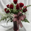 1 dozen red roses with babies breath 