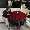 101 roses. And elegant basket with one white rose, styled for weddings