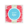 Box of pink sugar-coated gummy candies with a blue label
