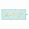Blue thank-you gift box with yellow and blue polka dots