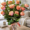 Arrangement measures approximately 19"H
Experience the beauty of premium Peach Kahala Garden Roses