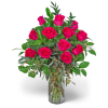Pink roses in a clear glass vase