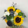 Sunflowers, roses , green
