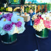 Orchid blooms, Roses, Hydrangeas in6x6 vase $95 each 