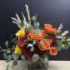 Roses, Moms, green in 5x5 square glass vase 