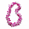 Pink and white orchid lei on a white background