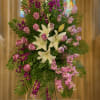 Standing floral spray with white lilies and pink roses