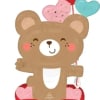Teddy bear balloon with heart-shaped balloons and "LOVE YOU!" text