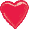 Red heart-shaped foil balloon on a white background