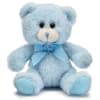 Light blue teddy bear with a ribbon bow