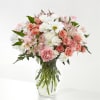 A soft, romantic bouquet in gentle pinks and whites-Sweet Peach Serenade is